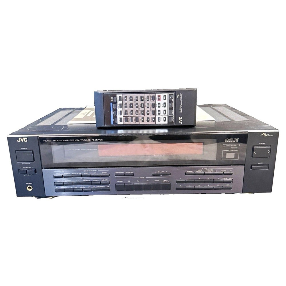 JVC RX-503BK Stereo Receiver Bundle Phono AM/FM + Remote RM-SR503U Manual TESTED